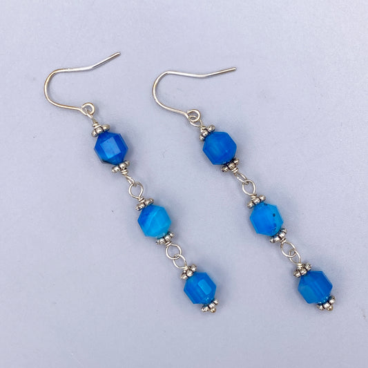 Blue Agate Dangle Earrings