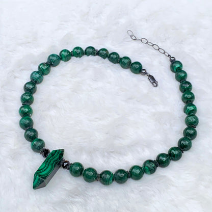 Rare Malachite gemstone Beaded Necklace