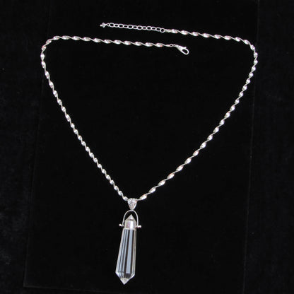 Clear Quartz Point Pendant on Vintage Renewed Chain