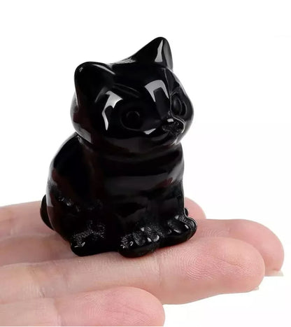 Small Black obsidian kitty cat