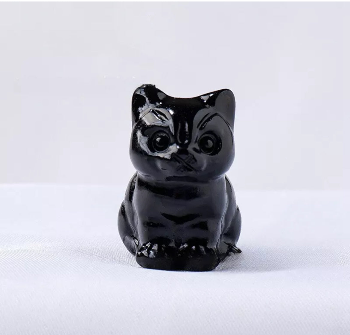 Small Black obsidian kitty cat