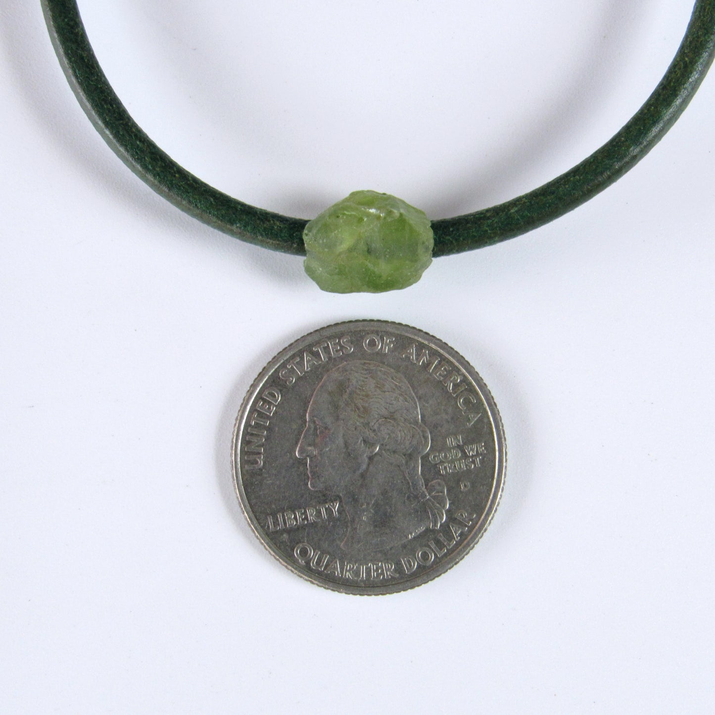 Green Leather and Peridot Gemstone clasp bracelets