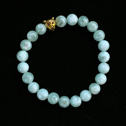 Green Moonstone and Leopard Beaded Gemstone Bracelet