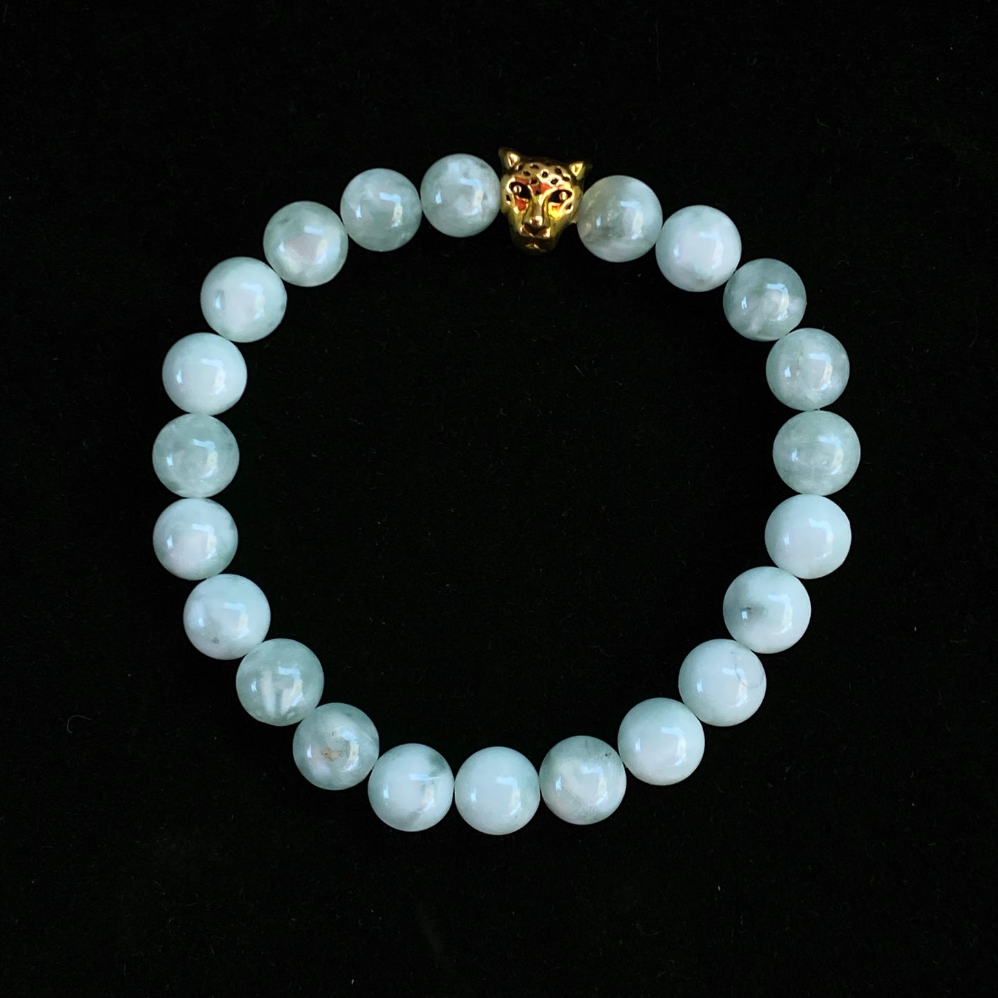 Green Moonstone and Leopard Beaded Gemstone Bracelet