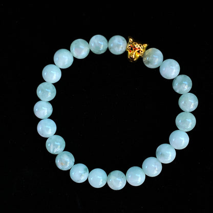 Green Moonstone and Leopard Beaded Gemstone Bracelet