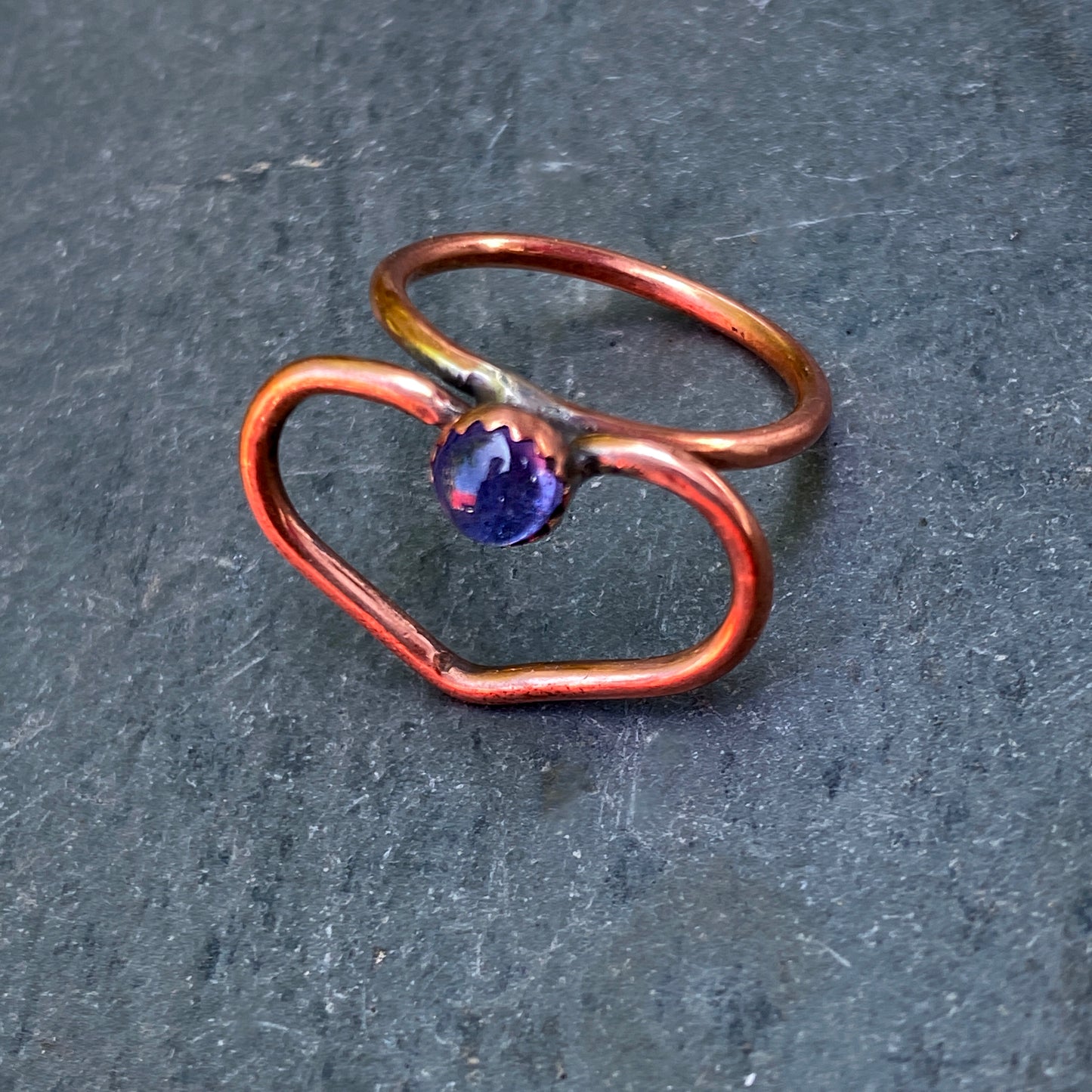 Copper Heart and Tanzanite Ring