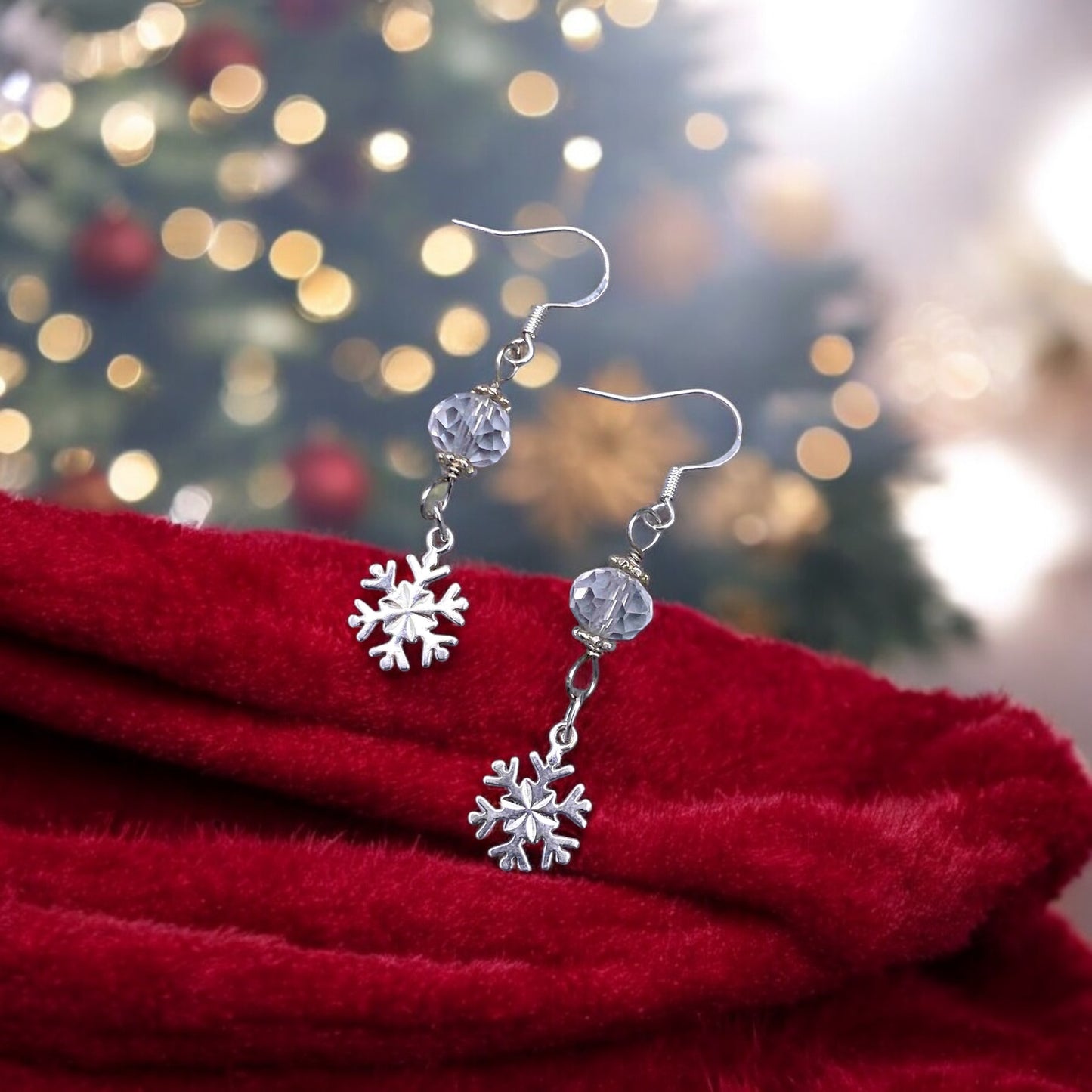 Sterling Silver Snowflake and Quartz Earrings