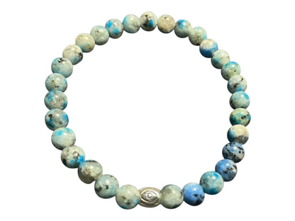 K2 Jasper and Sterling Silver Evil Eye Bracelet