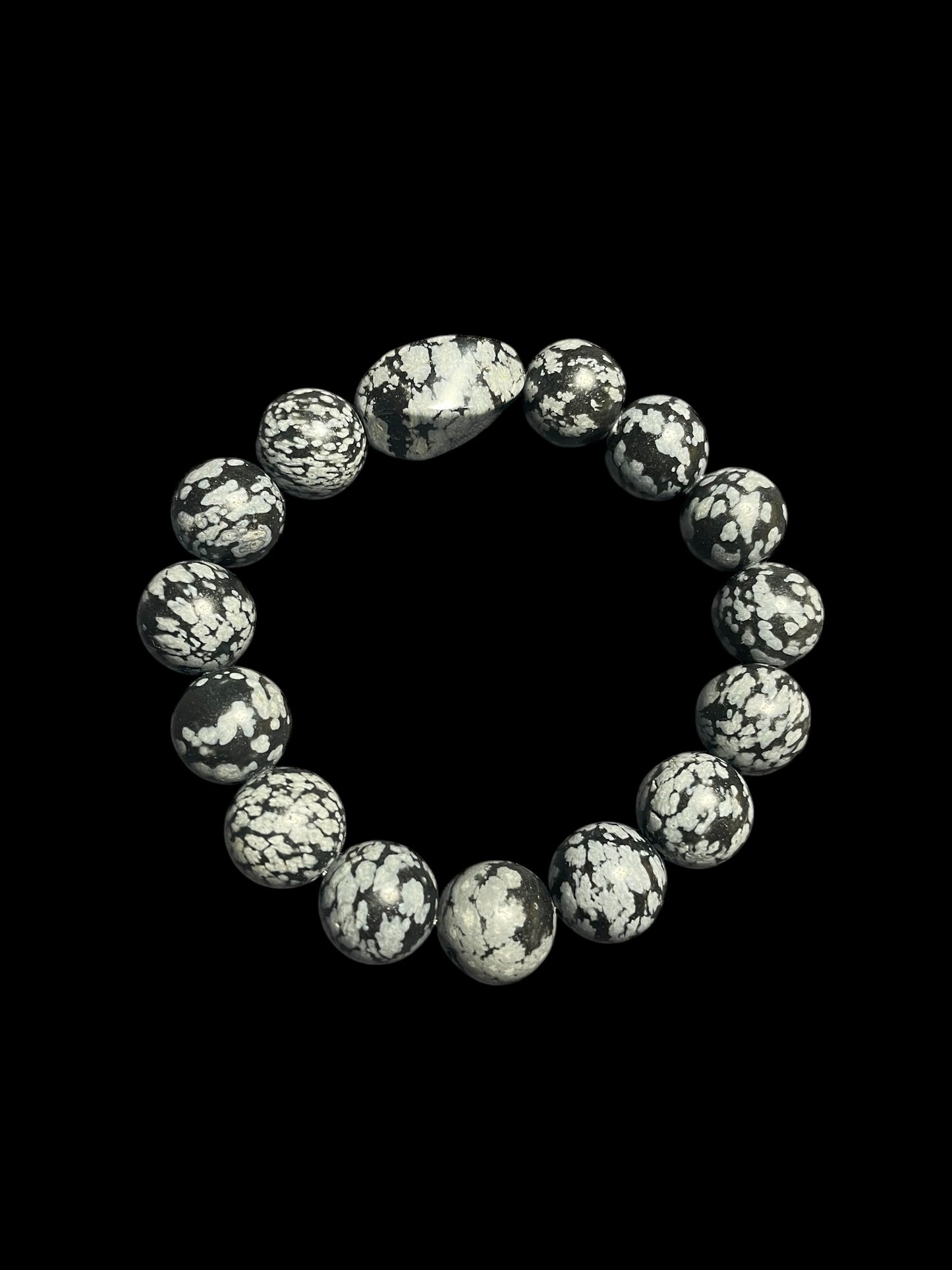 Chunky Snowflake Obsidian Bracelet