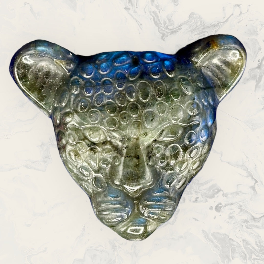 Natural Labradorite Leopard Head