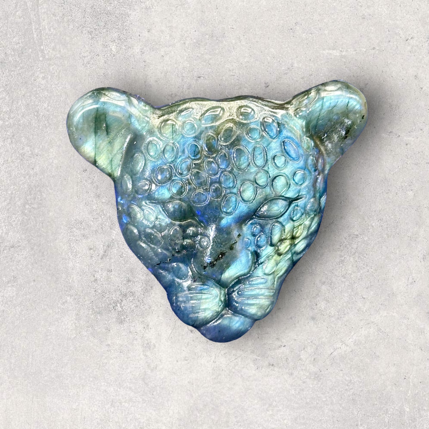 Natural Labradorite Leopard Head