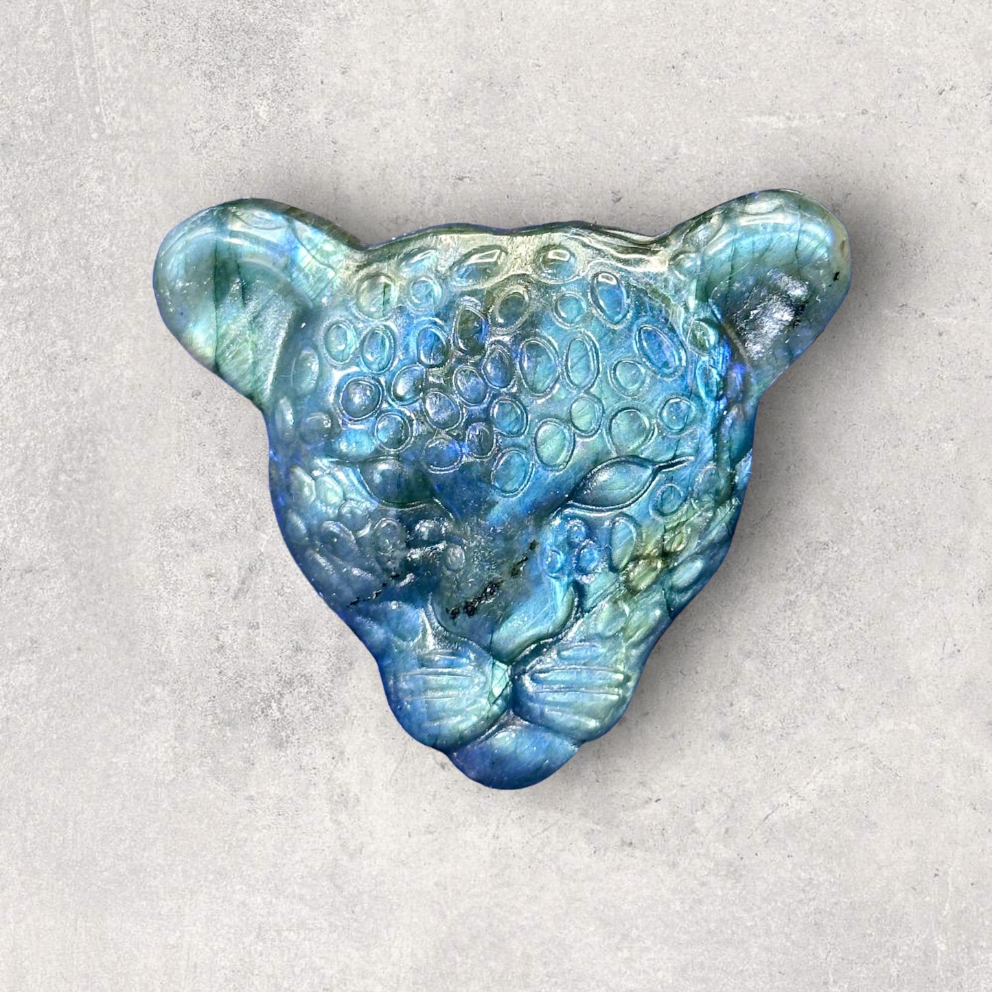 Natural Labradorite Leopard Head