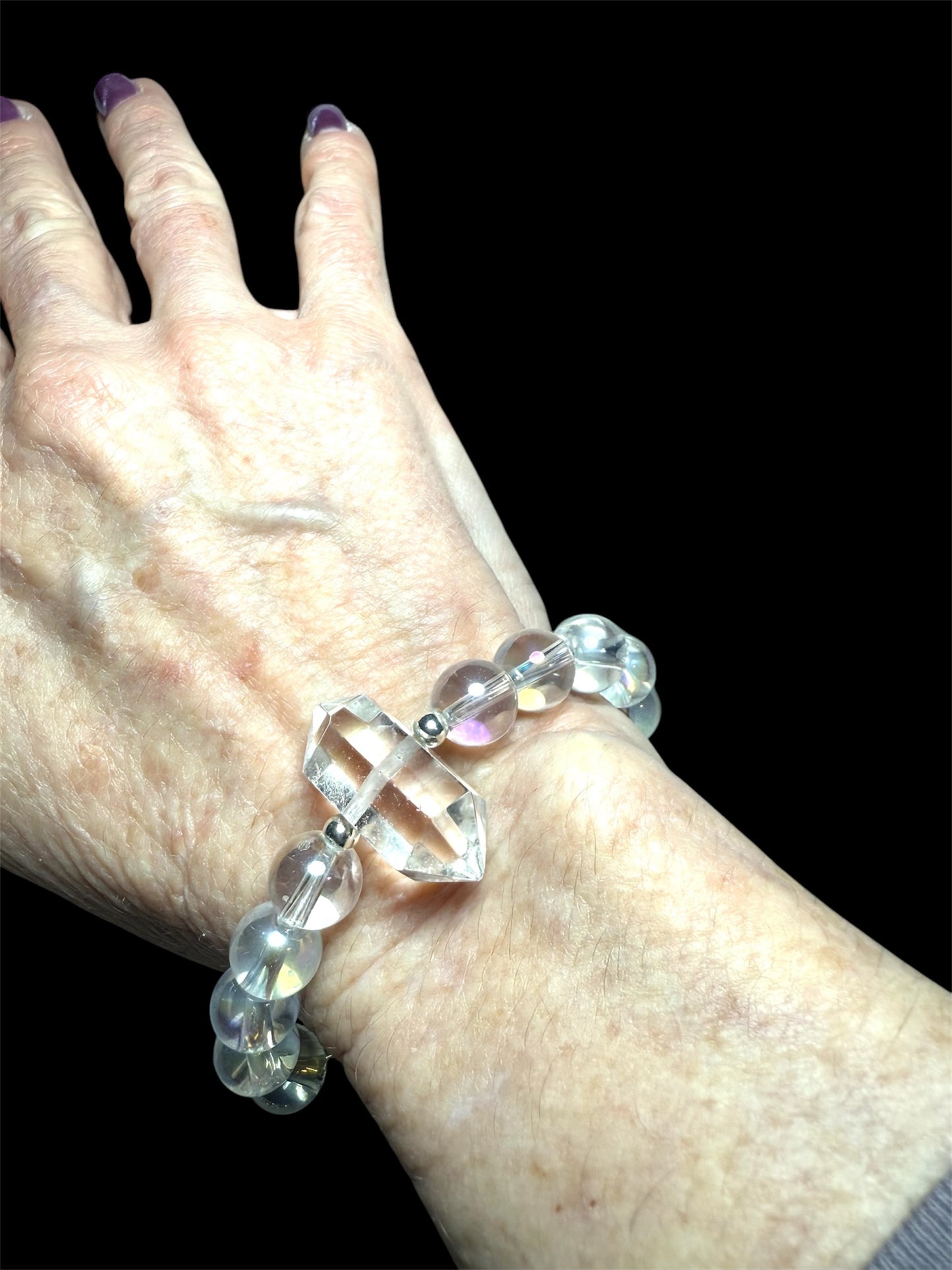 Clear Quartz and Sterling Silver Point Bracelet