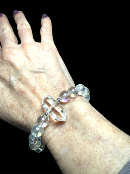 Clear Quartz and Sterling Silver Point Bracelet