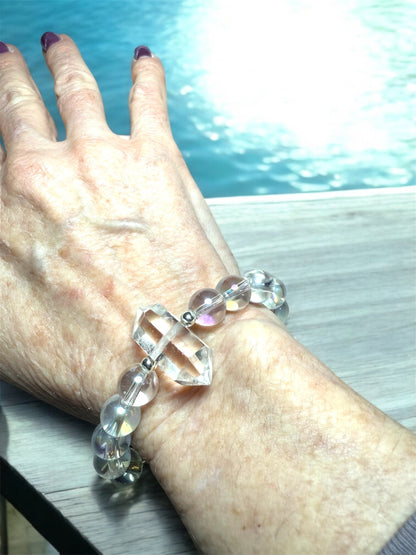 Clear Quartz and Sterling Silver Point Bracelet