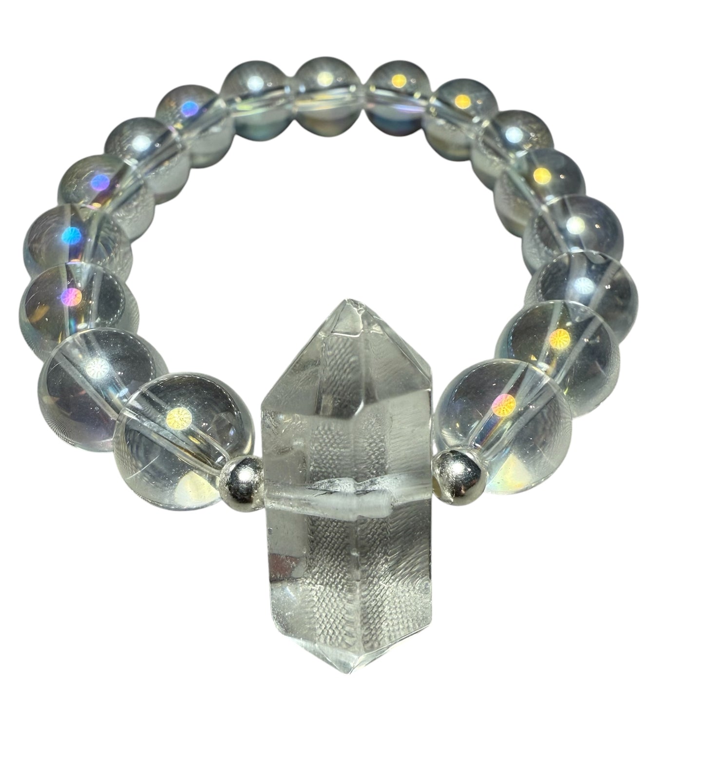 Clear Quartz and Sterling Silver Point Bracelet