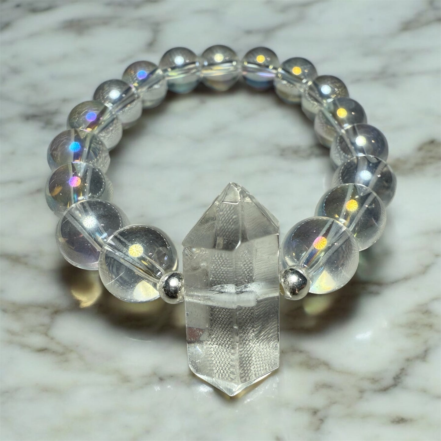 Clear Quartz and Sterling Silver Point Bracelet