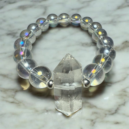 Clear Quartz and Sterling Silver Point Bracelet