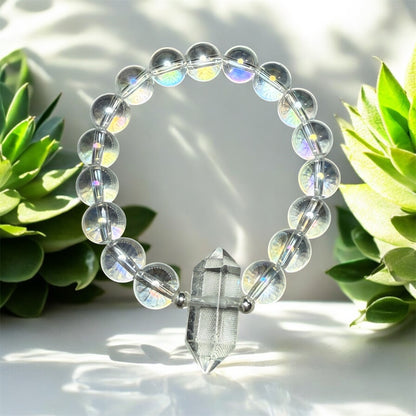 Clear Quartz and Sterling Silver Point Bracelet