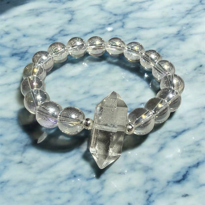 Clear Quartz and Sterling Silver Point Bracelet