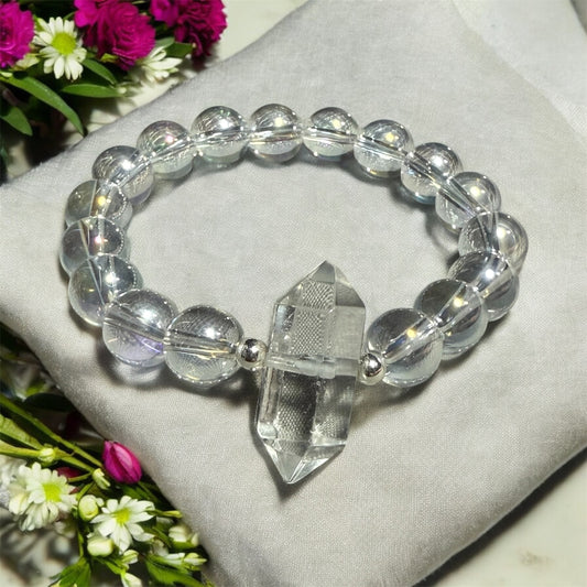 Clear Quartz and Sterling Silver Point Bracelet