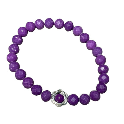 Phosphosiderite and Flower Beaded Bracelet