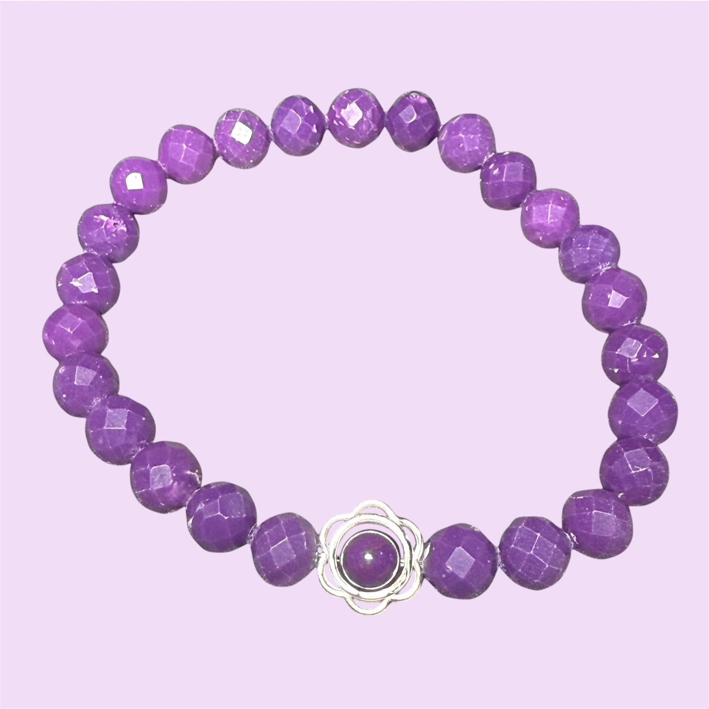 Phosphosiderite and Flower Beaded Bracelet