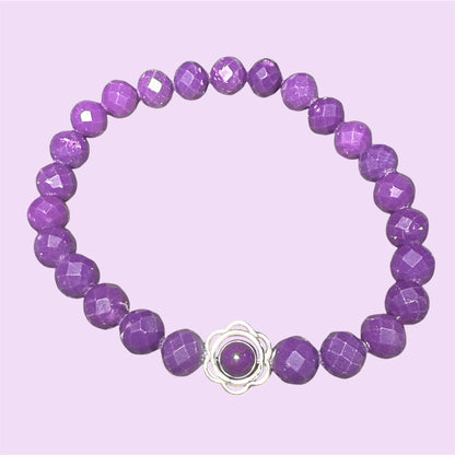 Phosphosiderite and Flower Beaded Bracelet