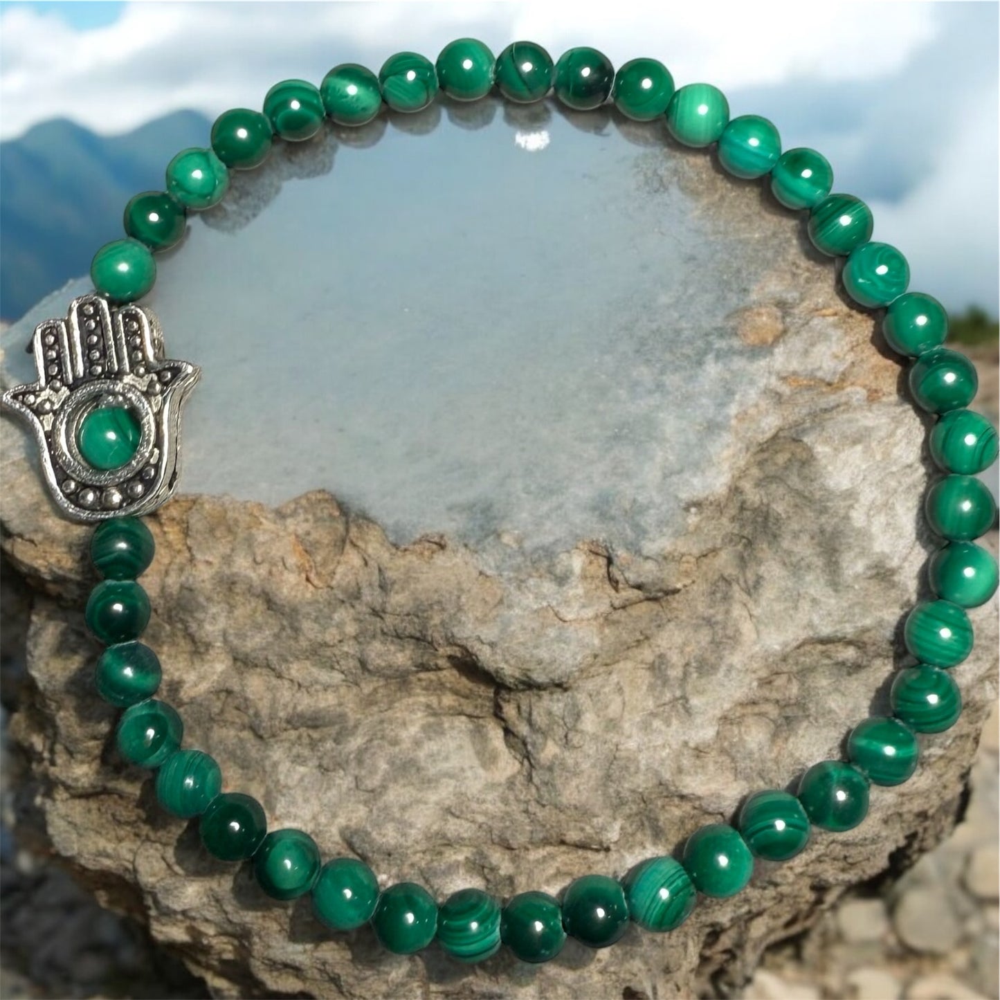 Malachite Hamsa Bracelet