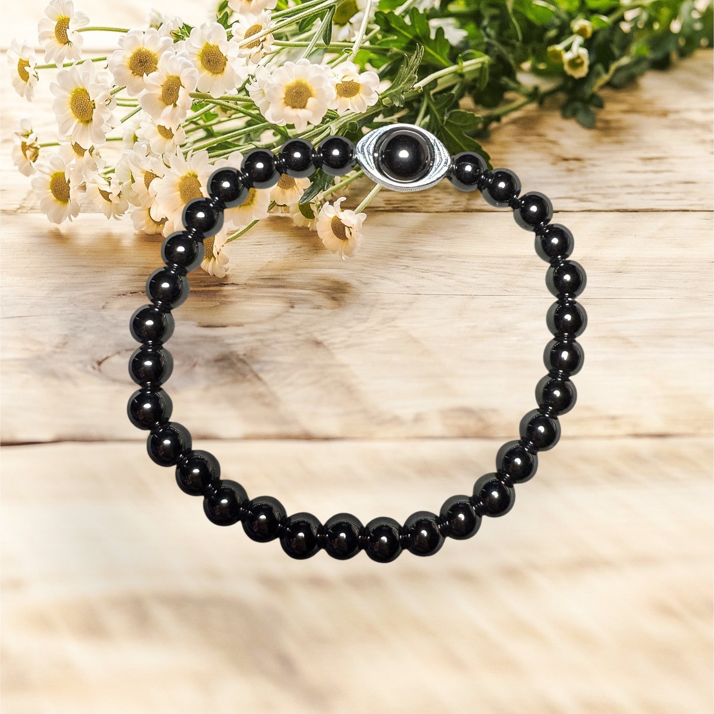 Hematite gemstone Evil Eye Bracelet