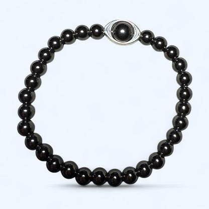 Hematite gemstone Evil Eye Bracelet