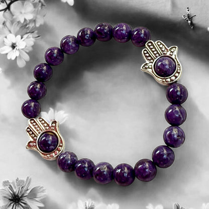 Charoite and Hamsa Bracelet