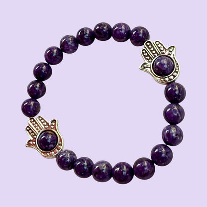 Charoite and Hamsa Bracelet