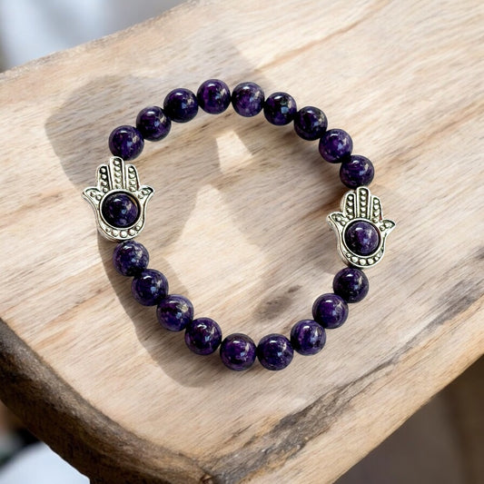 Charoite and Hamsa Bracelet