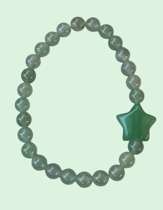 Green Aventurine Moon Star Beaded Bracelet