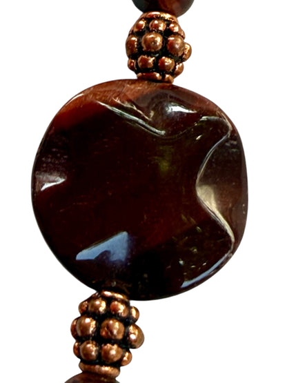 Red Tiger’s Eye gemstone and Copper stretch bracelet
