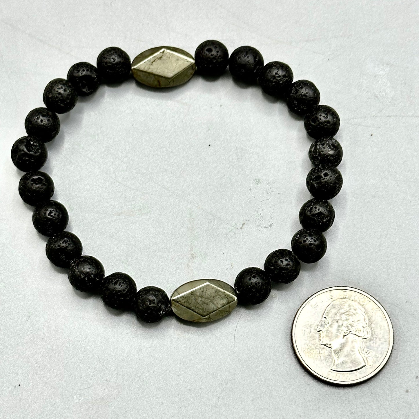 Pyrite and Lava Stone Bracelet