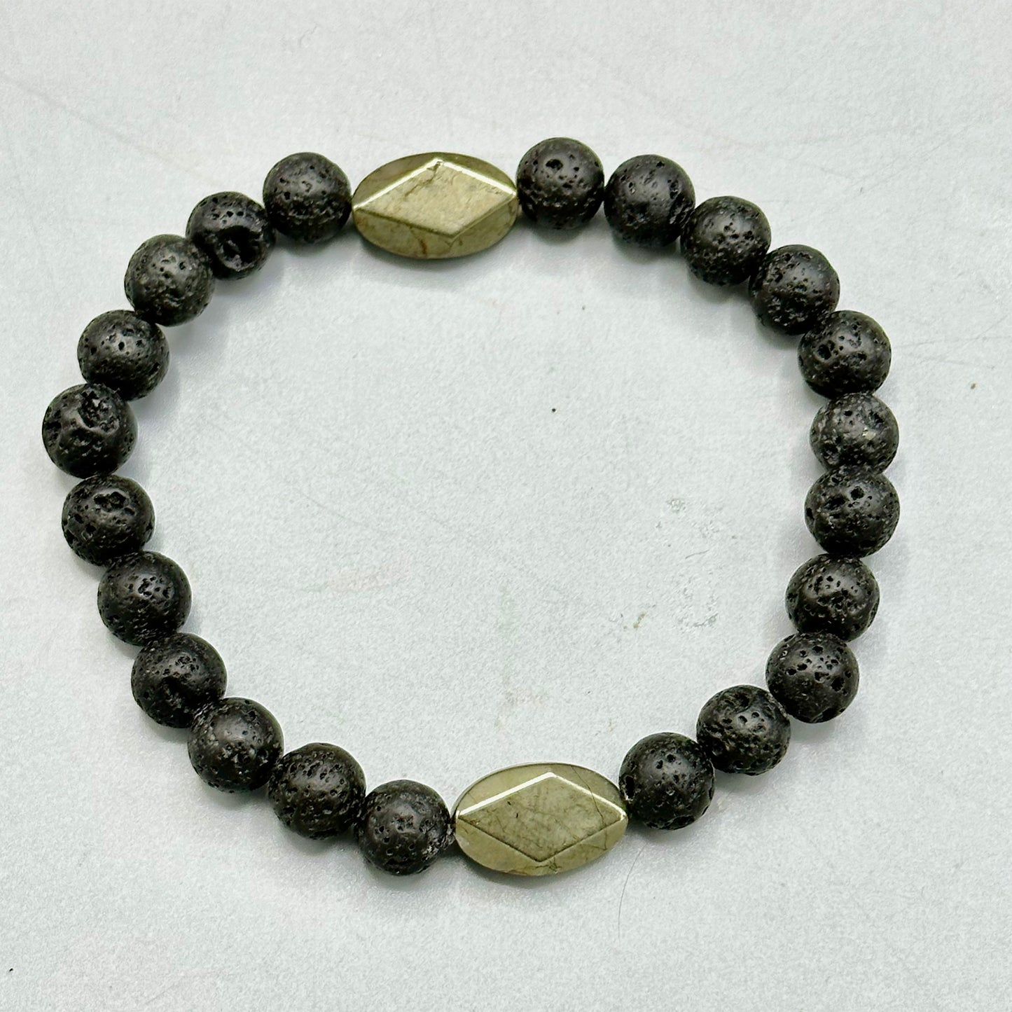 Pyrite and Lava Stone Bracelet