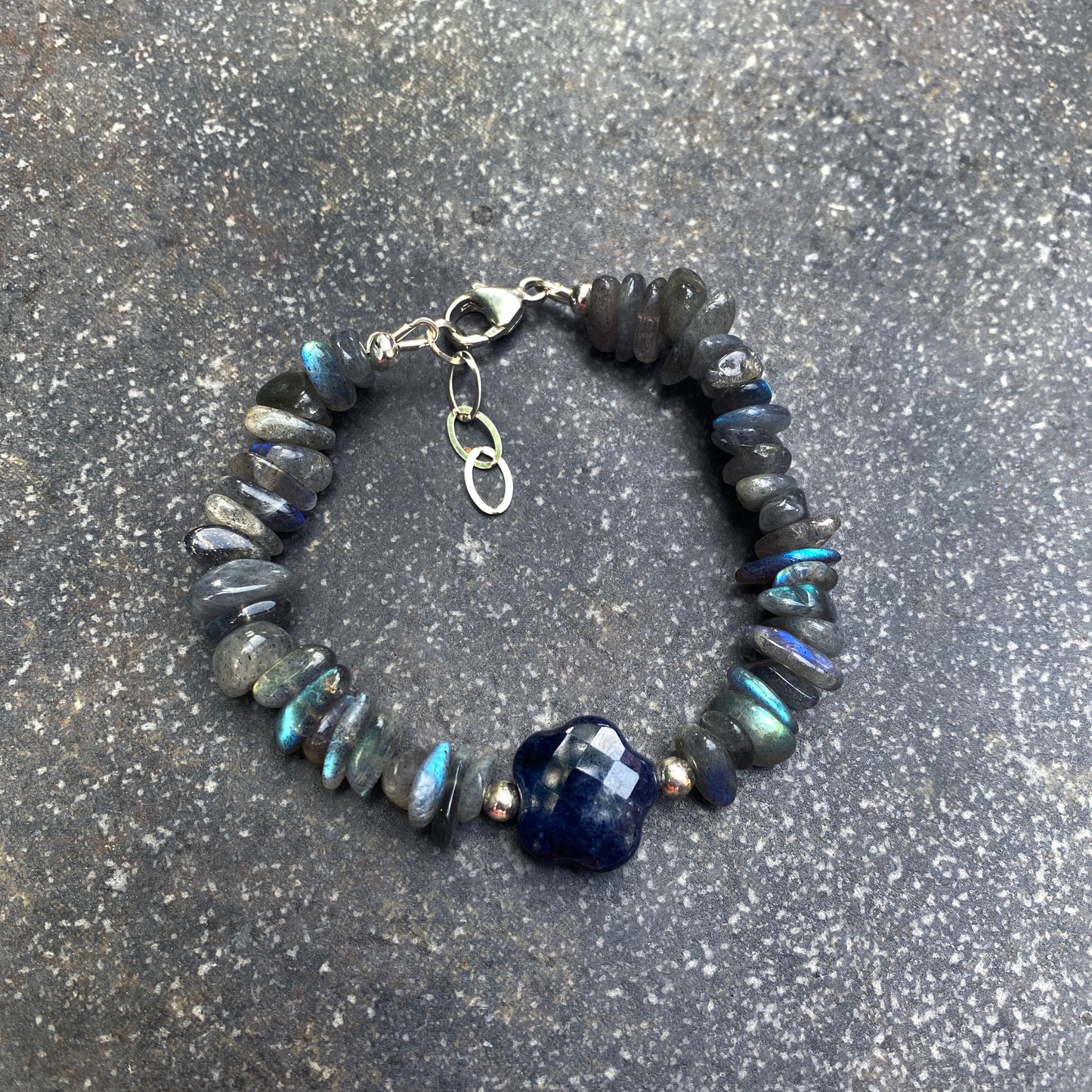 Blue Sapphire and Labradorite Bracelet