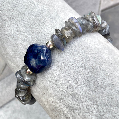 Blue Sapphire and Labradorite Bracelet