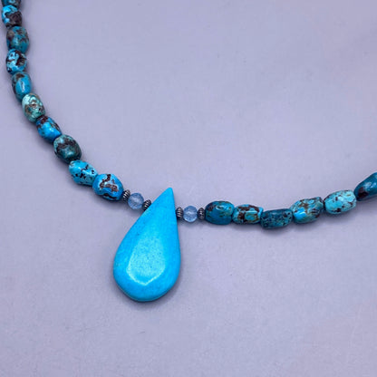 Turquoise and Blue Topaz gemstone Necklace