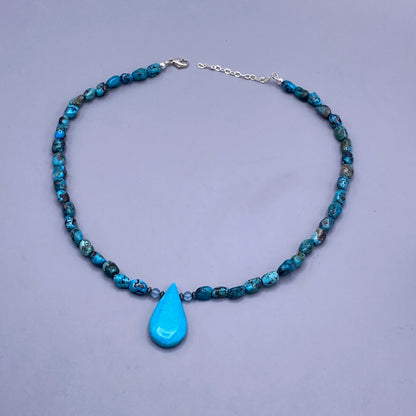 Turquoise and Blue Topaz gemstone Necklace