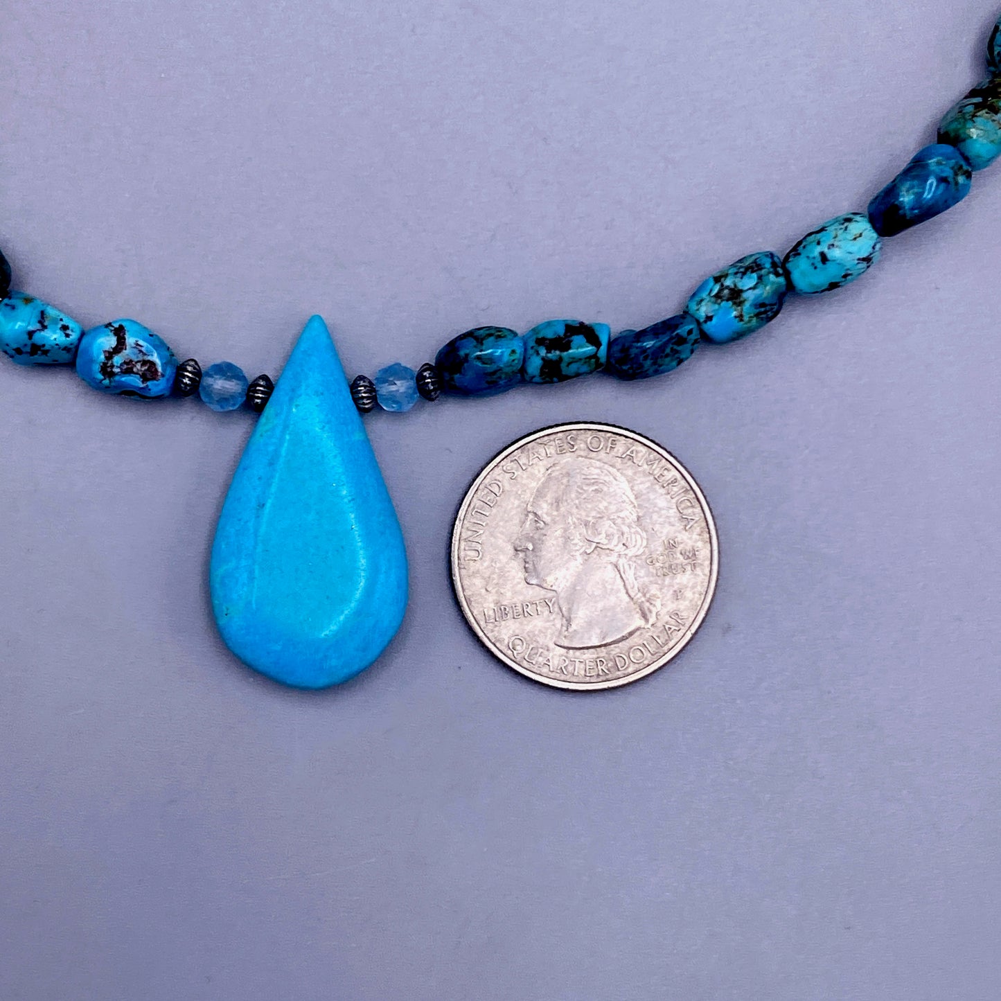Turquoise and Blue Topaz gemstone Necklace