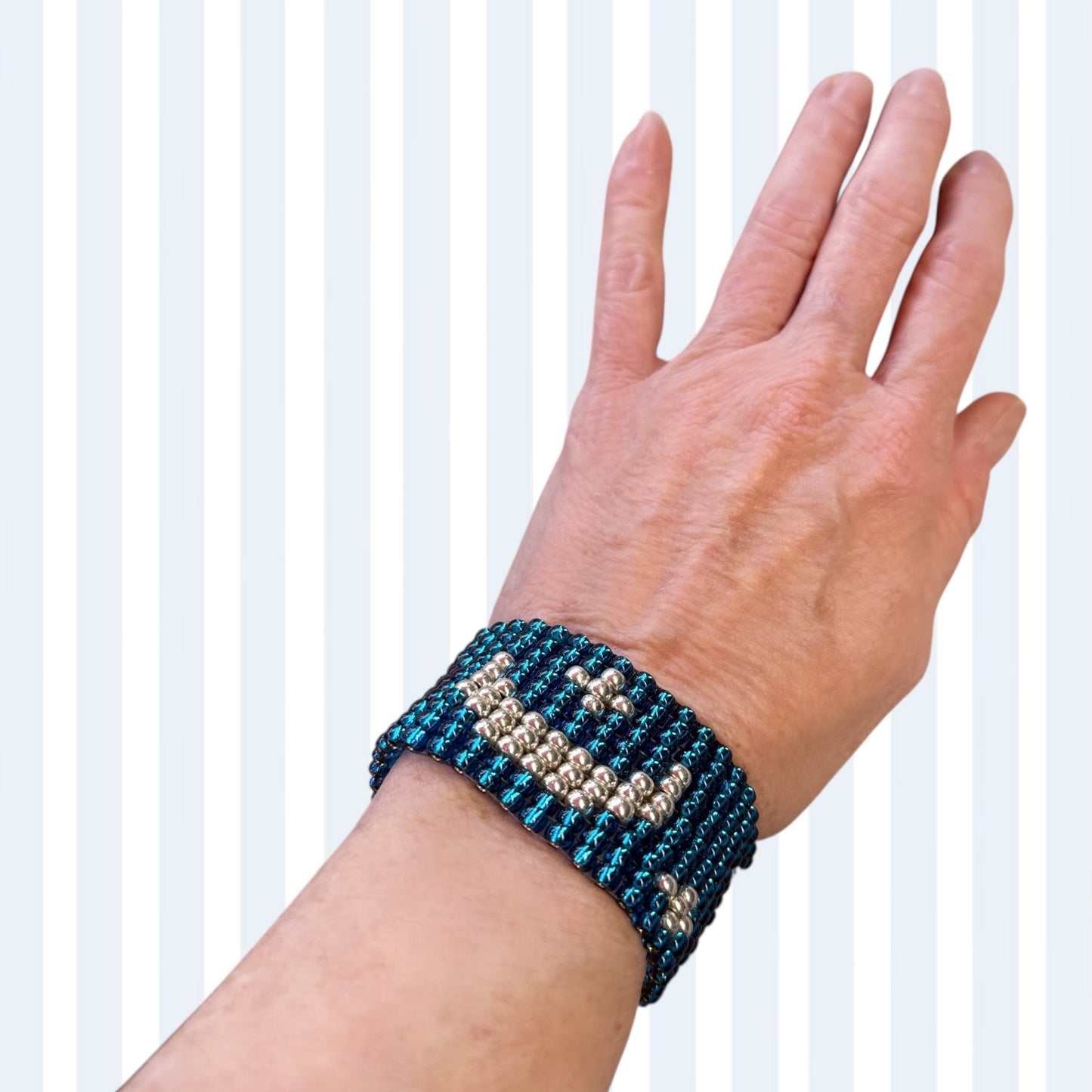 Moon and Stars Glass Beaded Bracelet