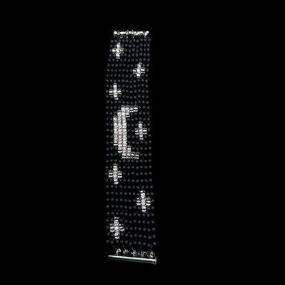 Moon and Stars Glass Beaded Bracelet Black