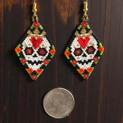 Glass Beaded Sugar Skull earrings