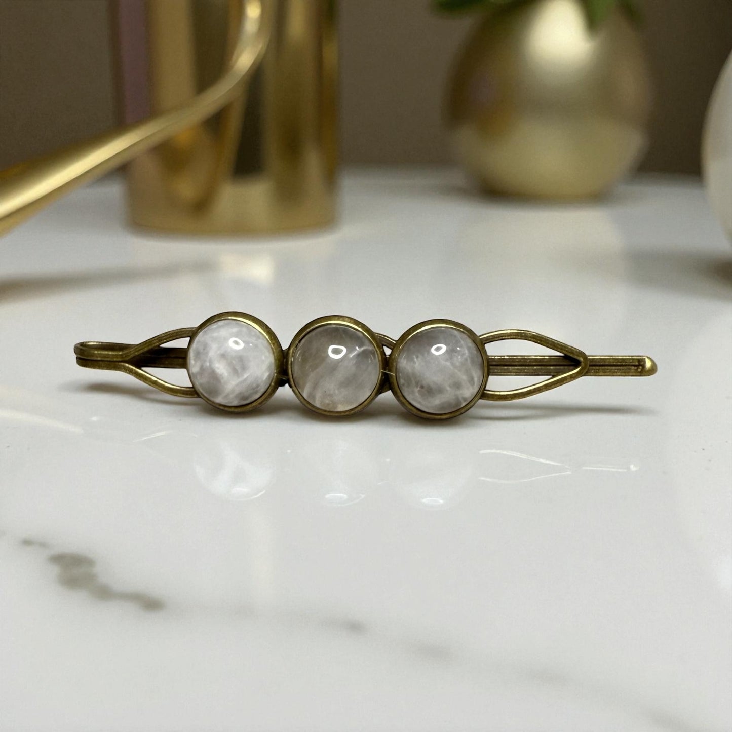 Brass and Gemstone Hair Pins