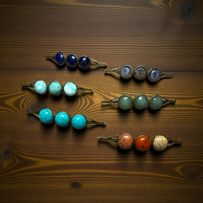 Brass and Gemstone Hair Pins