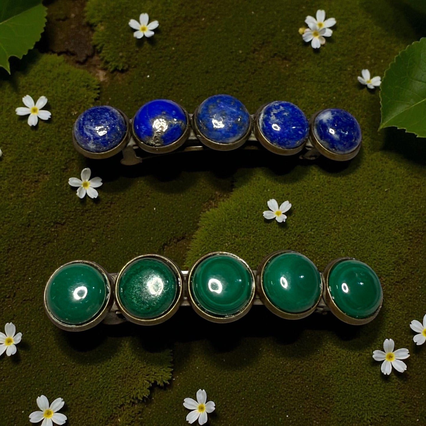 Gemstone French Hair Barrette