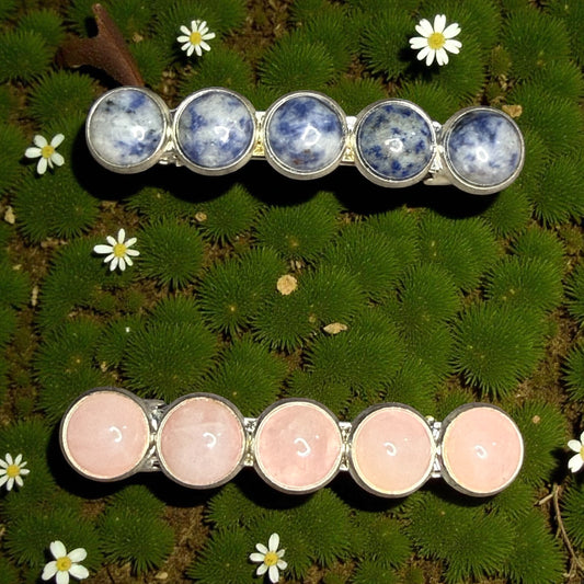 Gemstone French Hair Barrette